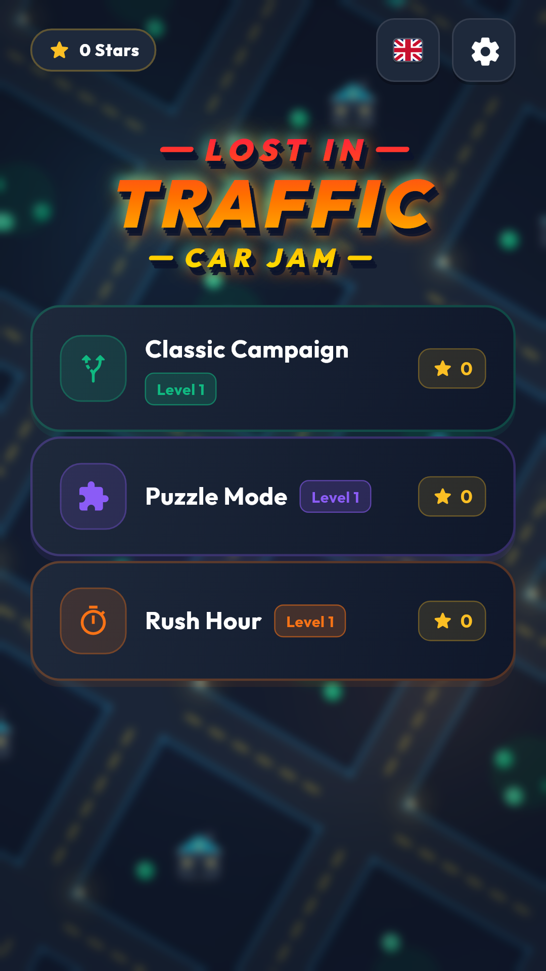 Lost in Traffic Main Menu